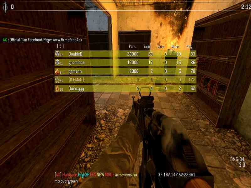 (ICEMAN)-, mp_overgrown, [AX] Hardcore HighXP FFA NEW MOD - ax-servers.hu