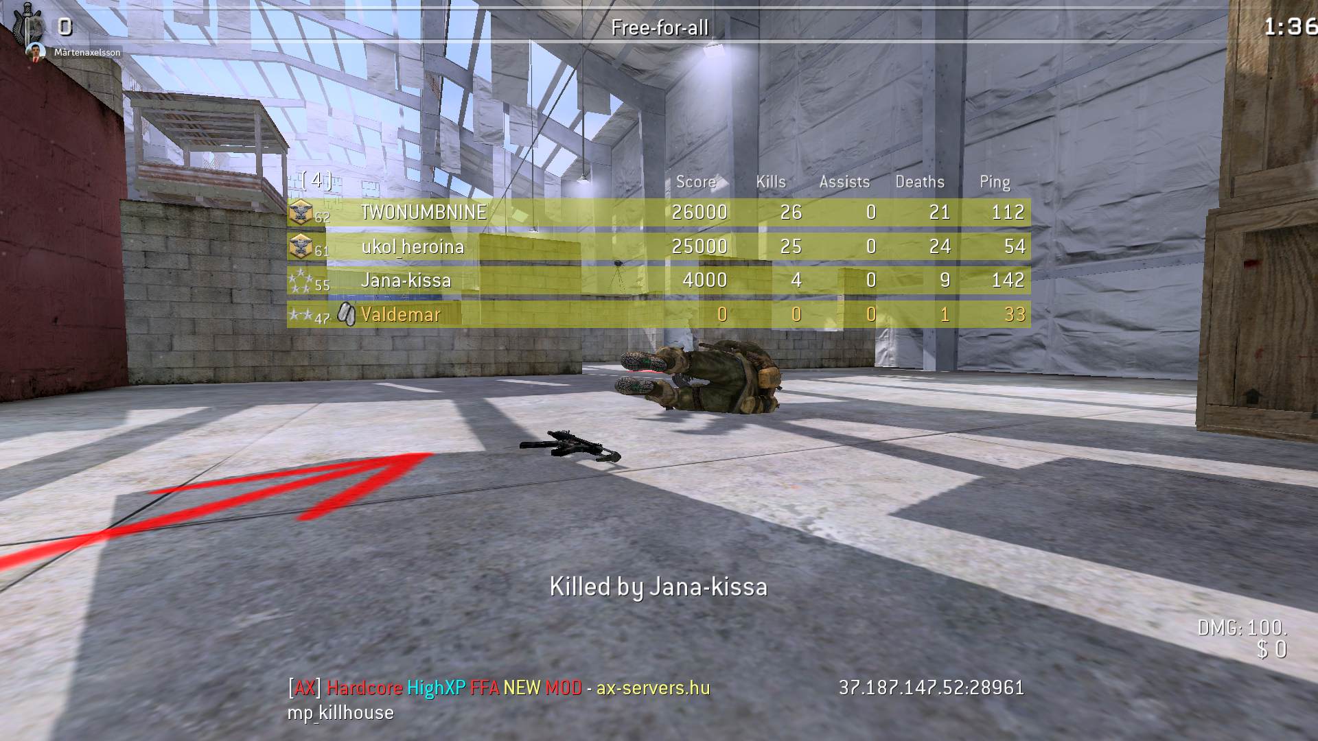 Valdemar, mp_killhouse, [AX] Hardcore HighXP FFA NEW MOD - ax-servers.hu