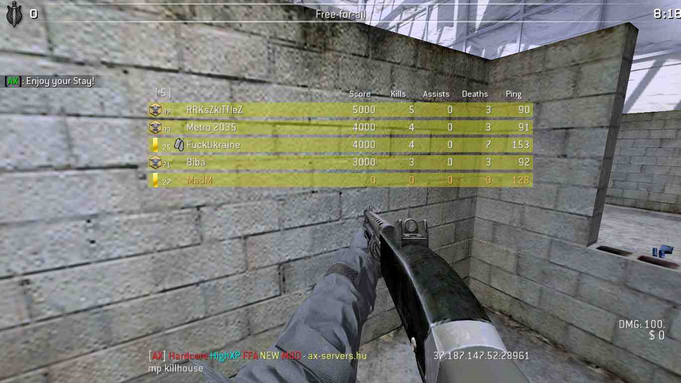MadM, mp_killhouse, [AX] Hardcore HighXP FFA NEW MOD - ax-servers.hu