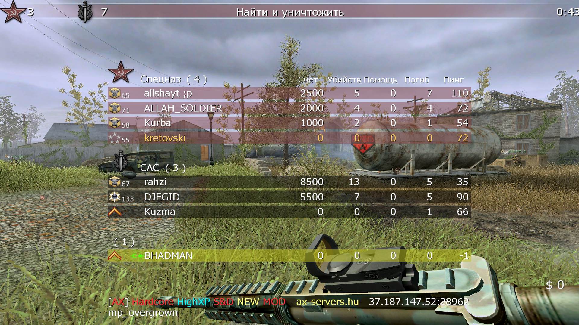kretovski, mp_overgrown, [AX] Hardcore HighXP S&D NEW MOD - ax-servers.hu